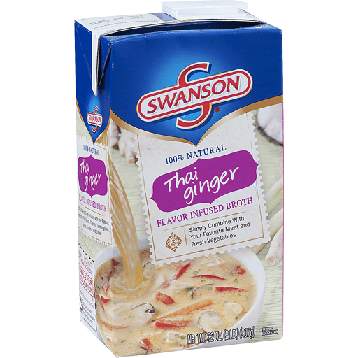 slide 1 of 1, Swanson Thai Ginger Flavor Infused Broth, 32 oz