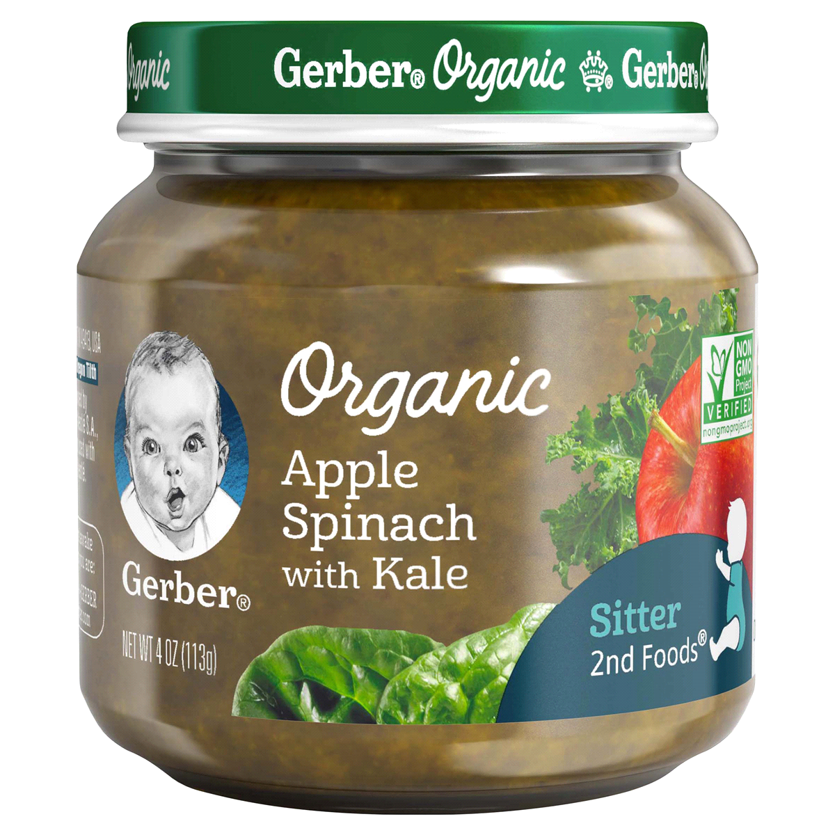 slide 1 of 1, Gerber Organic 2nd Foods Apple Spinach & Kale, 4 oz