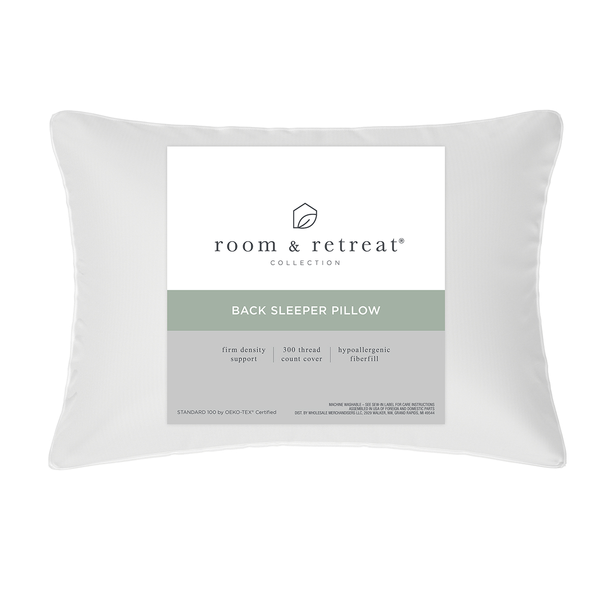 slide 1 of 5, ROOM & RETREAT BACK SLEEPER BED PILLOW STANDARD/QUEEN, 20 x 28