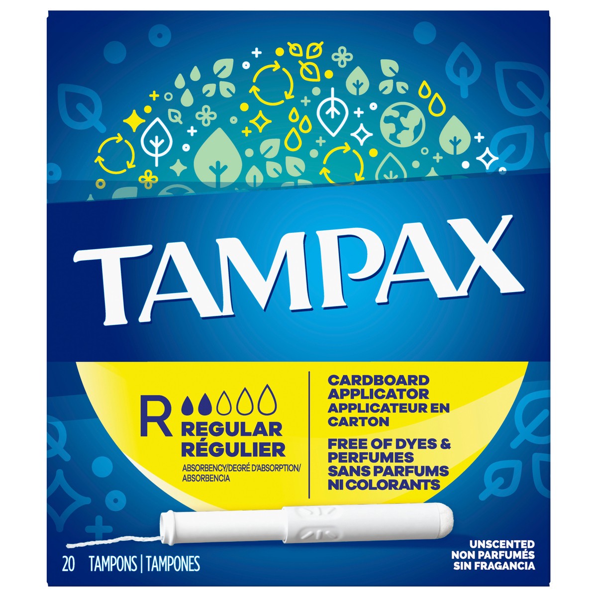 slide 1 of 5, Tampax Cardboard Tampons Regular Absorbency, Anti-Slip Grip, LeakGuard Skirt, Unscented, 20 Count, 20 ct