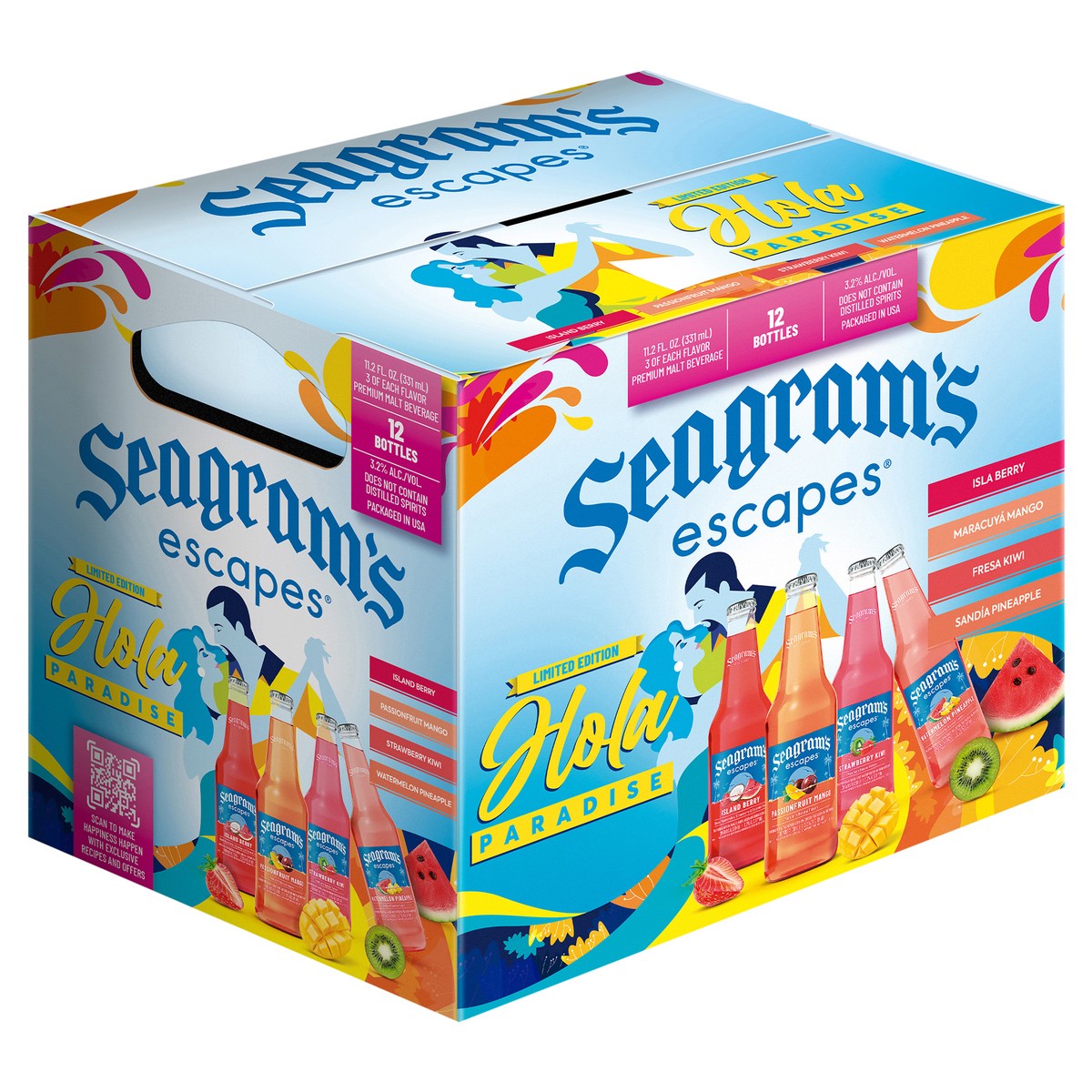 slide 9 of 9, Seagram's Hola Paradise Variety Pack - 12pk/11.2oz bottles, 12 ct; 12 oz