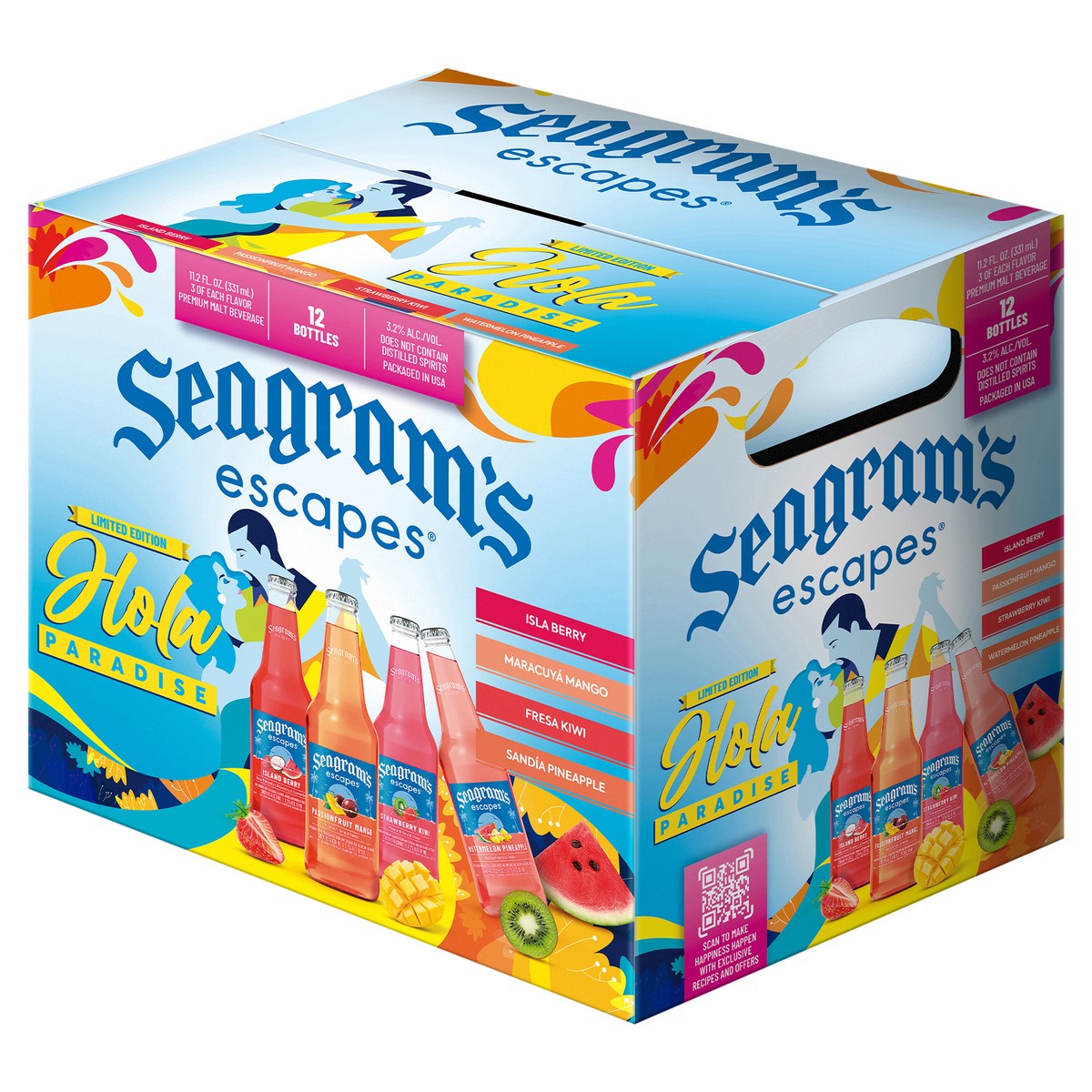 slide 8 of 9, Seagram's Hola Paradise Variety Pack - 12pk/11.2oz bottles, 12 ct; 12 oz