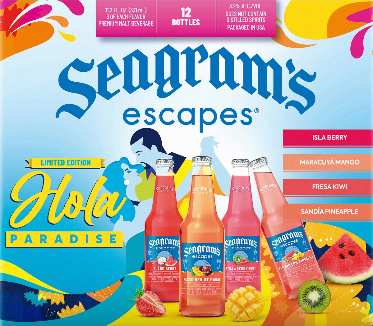 slide 6 of 9, Seagram's Hola Paradise Variety Pack - 12pk/11.2oz bottles, 12 ct; 12 oz