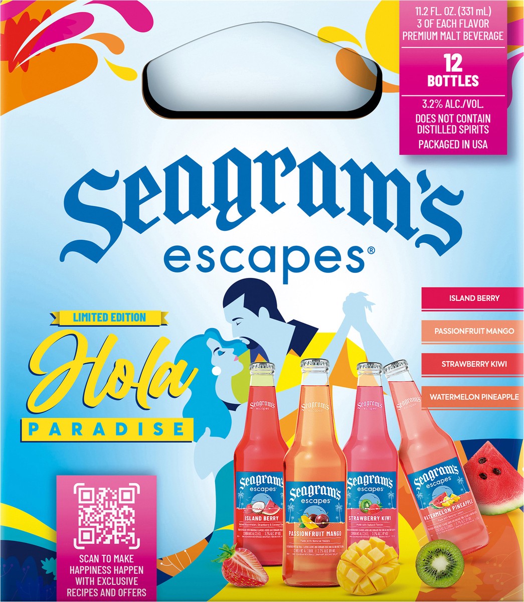 slide 4 of 9, Seagram's Hola Paradise Variety Pack - 12pk/11.2oz bottles, 12 ct; 12 oz