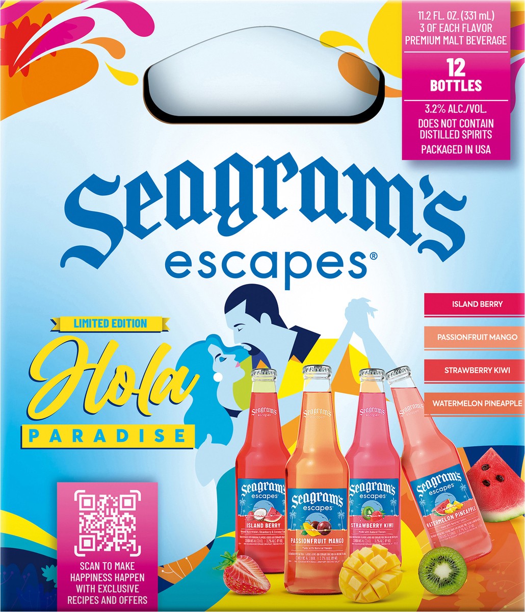 slide 2 of 9, Seagram's Hola Paradise Variety Pack - 12pk/11.2oz bottles, 12 ct; 12 oz