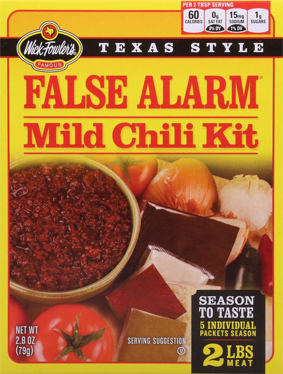 slide 4 of 13, Wick Fowler's Texas Style Mild False Alarm Chili Kit 2.8 oz, 2.8 oz