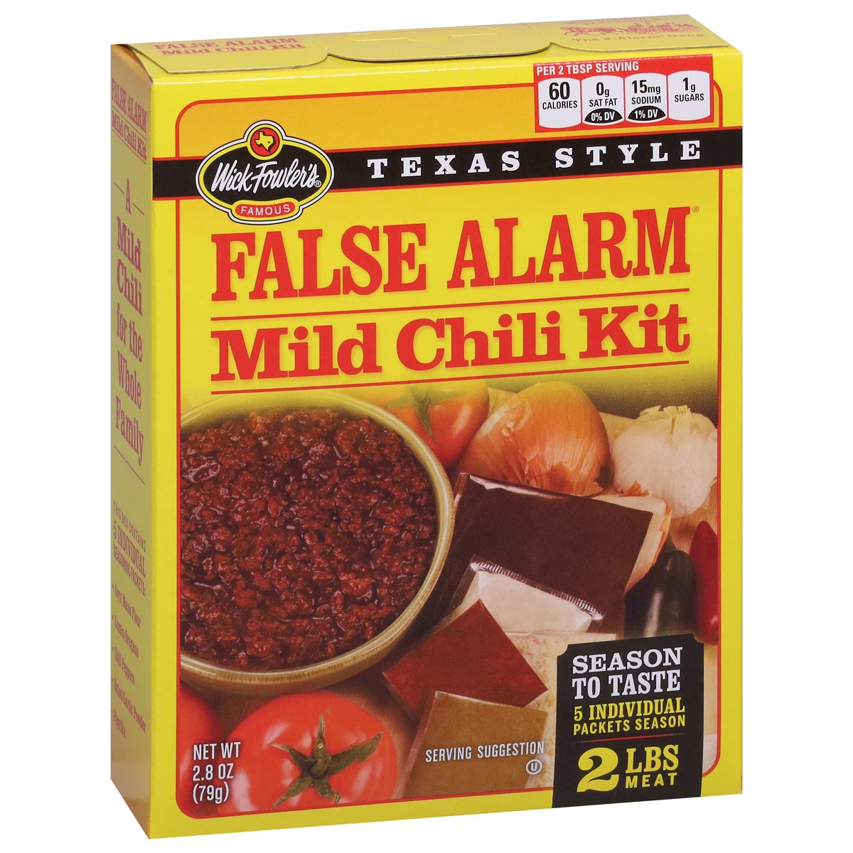 slide 13 of 13, Wick Fowler's Texas Style Mild False Alarm Chili Kit 2.8 oz, 2.8 oz