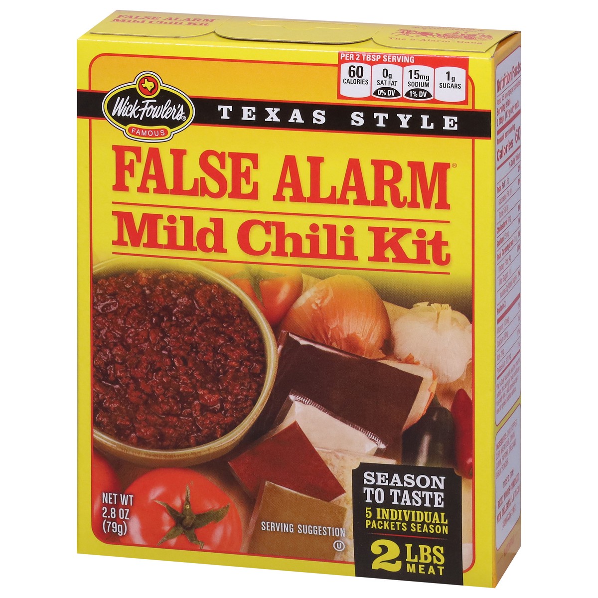 slide 5 of 13, Wick Fowler's Texas Style Mild False Alarm Chili Kit 2.8 oz, 2.8 oz