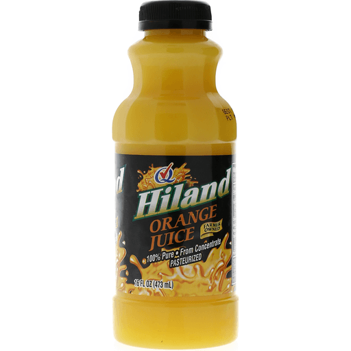 slide 1 of 1, Hiland Dairy Orange Juice - 16 oz, 16 oz