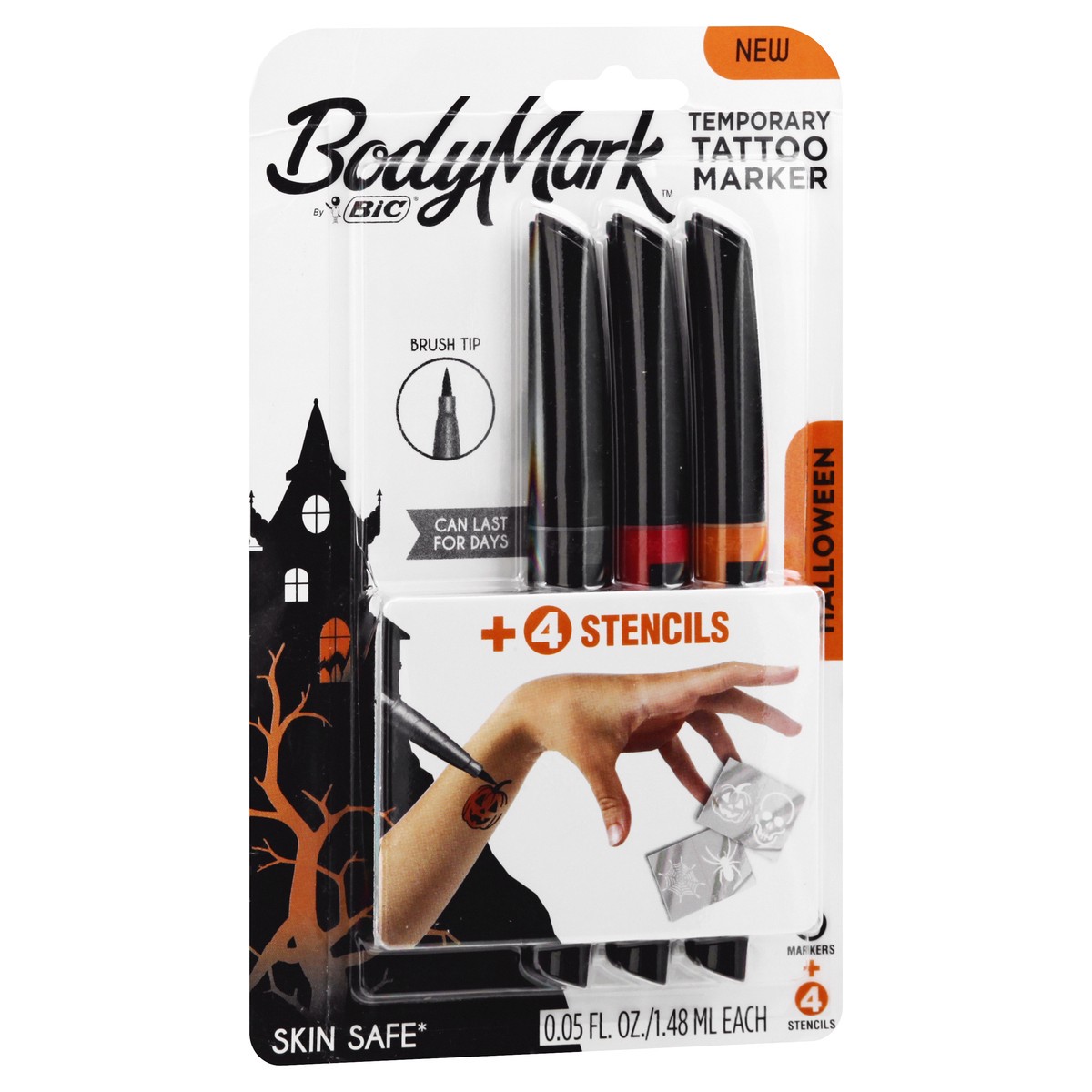 slide 2 of 9, BodyMark By BiC Brush Tip Halloween Temporary Tattoo Marker 0.05 oz, 7 ct