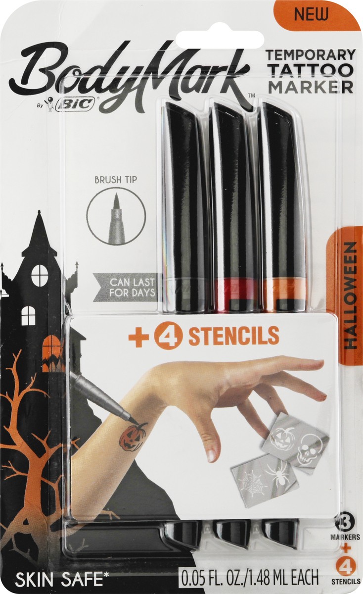 slide 5 of 9, BodyMark By BiC Brush Tip Halloween Temporary Tattoo Marker 0.05 oz, 7 ct