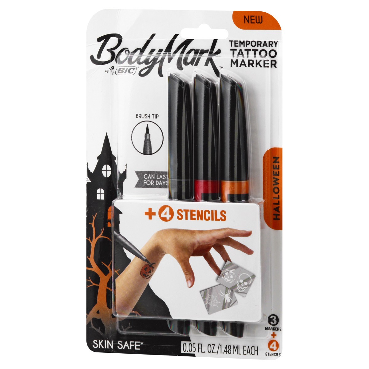 slide 6 of 9, BodyMark By BiC Brush Tip Halloween Temporary Tattoo Marker 0.05 oz, 7 ct