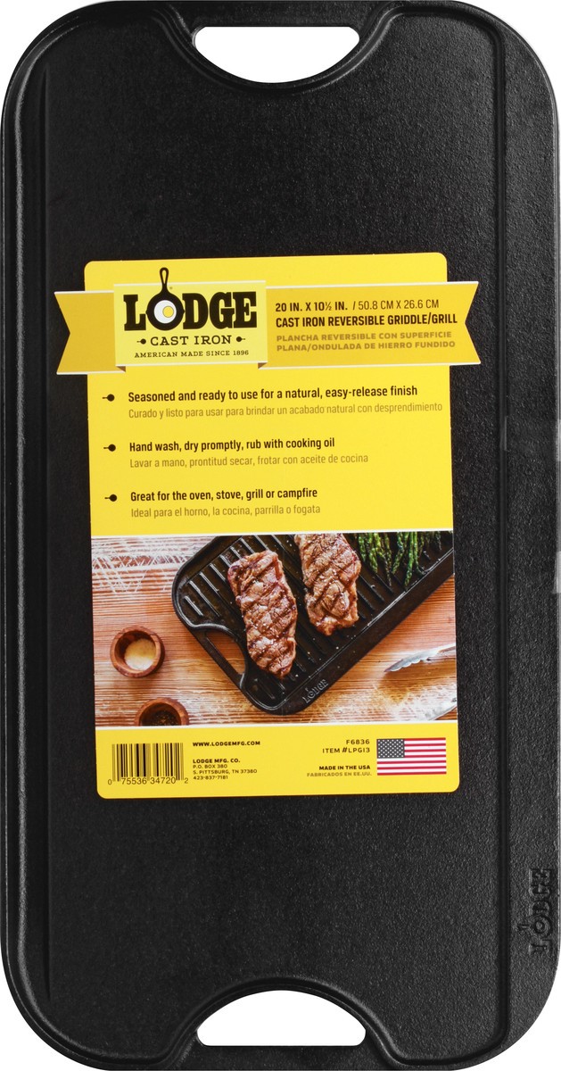 slide 6 of 9, Lodge Reversible Griddle/Grill Cast Iron 1 ea, 1 ct