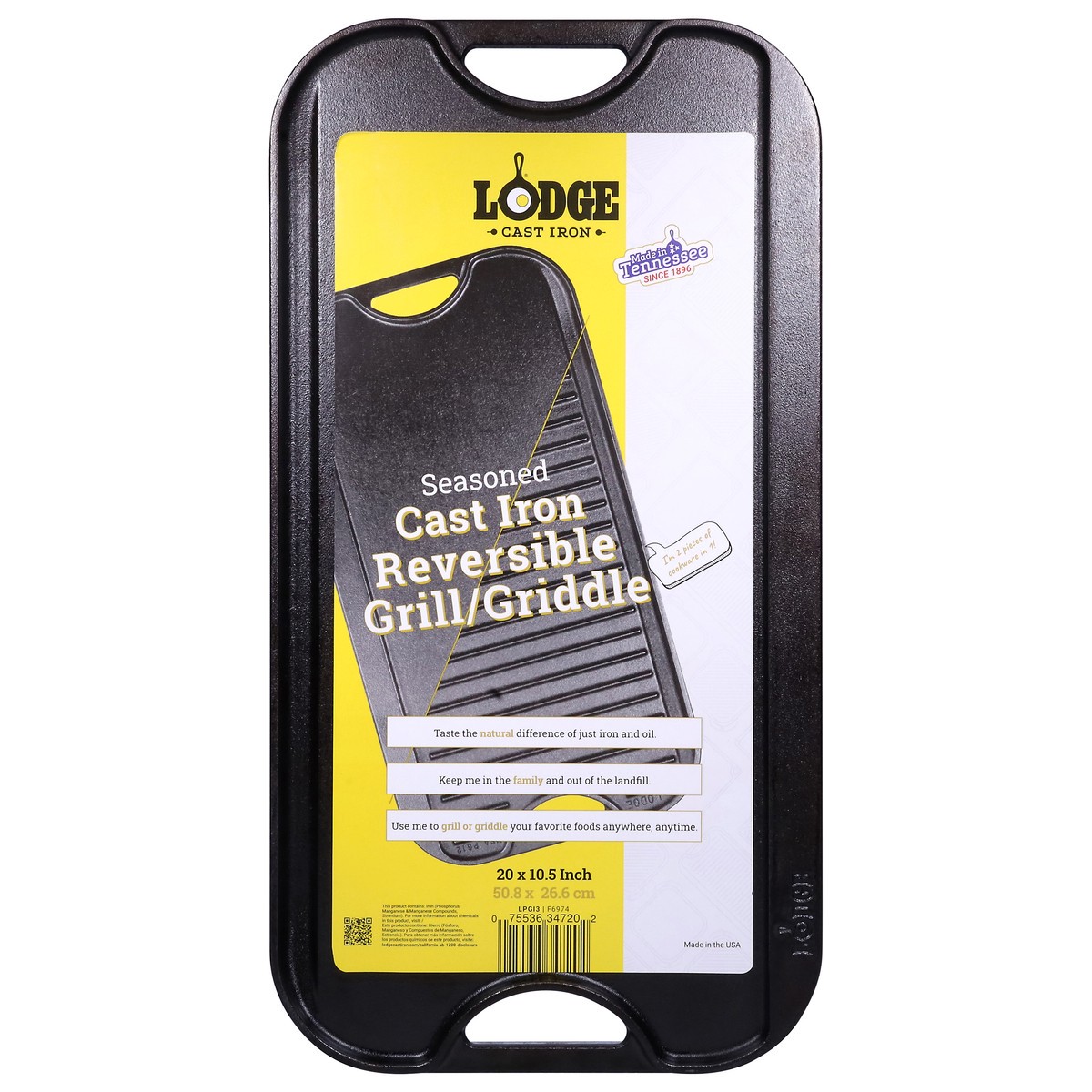 slide 1 of 9, Lodge Seasoned Cast Iron Reversible Grill/Griddle 1 Each, 1 ct