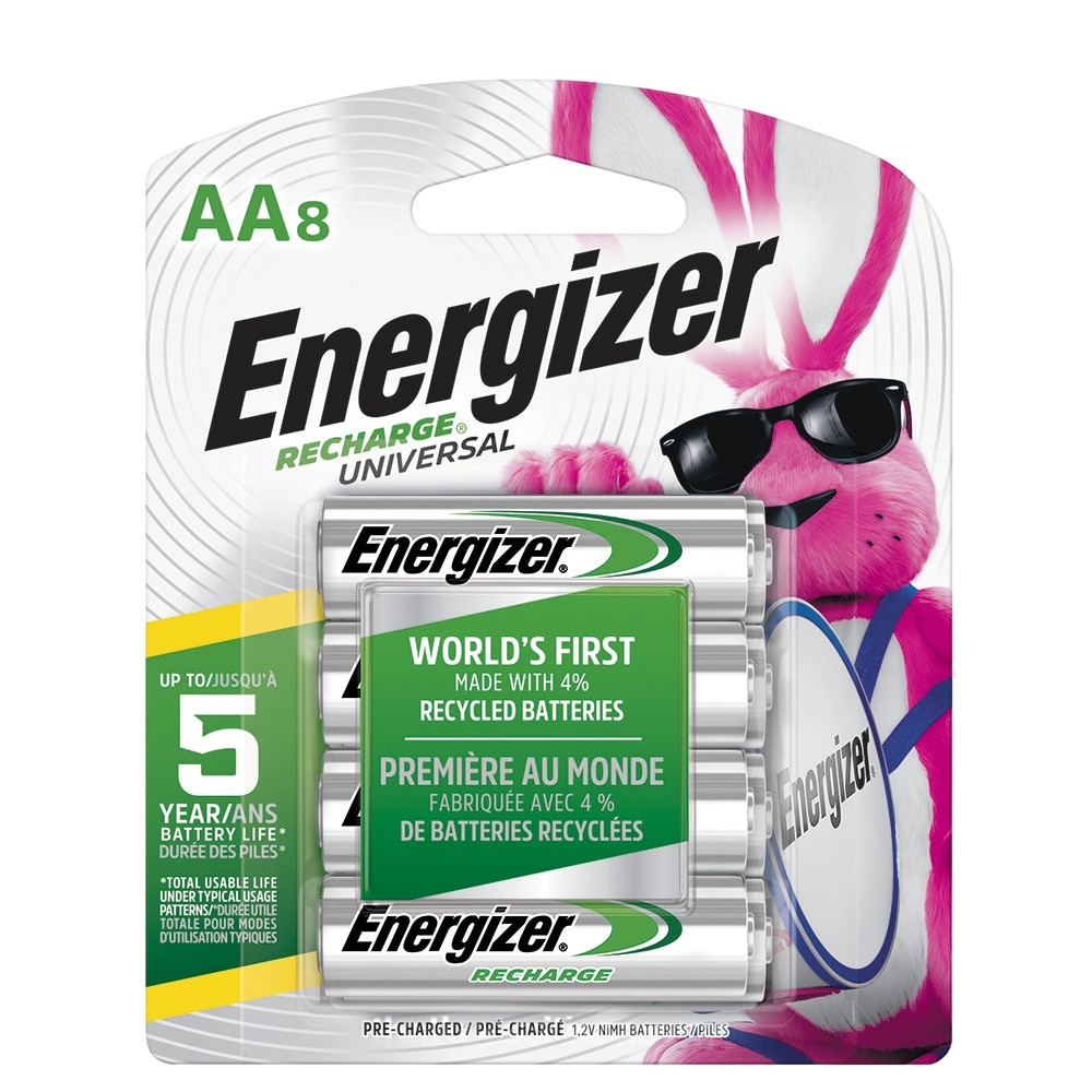 slide 1 of 2, Energizer Recharge Universal Batteries Rechargeable AA - 8 Count, 8 ct