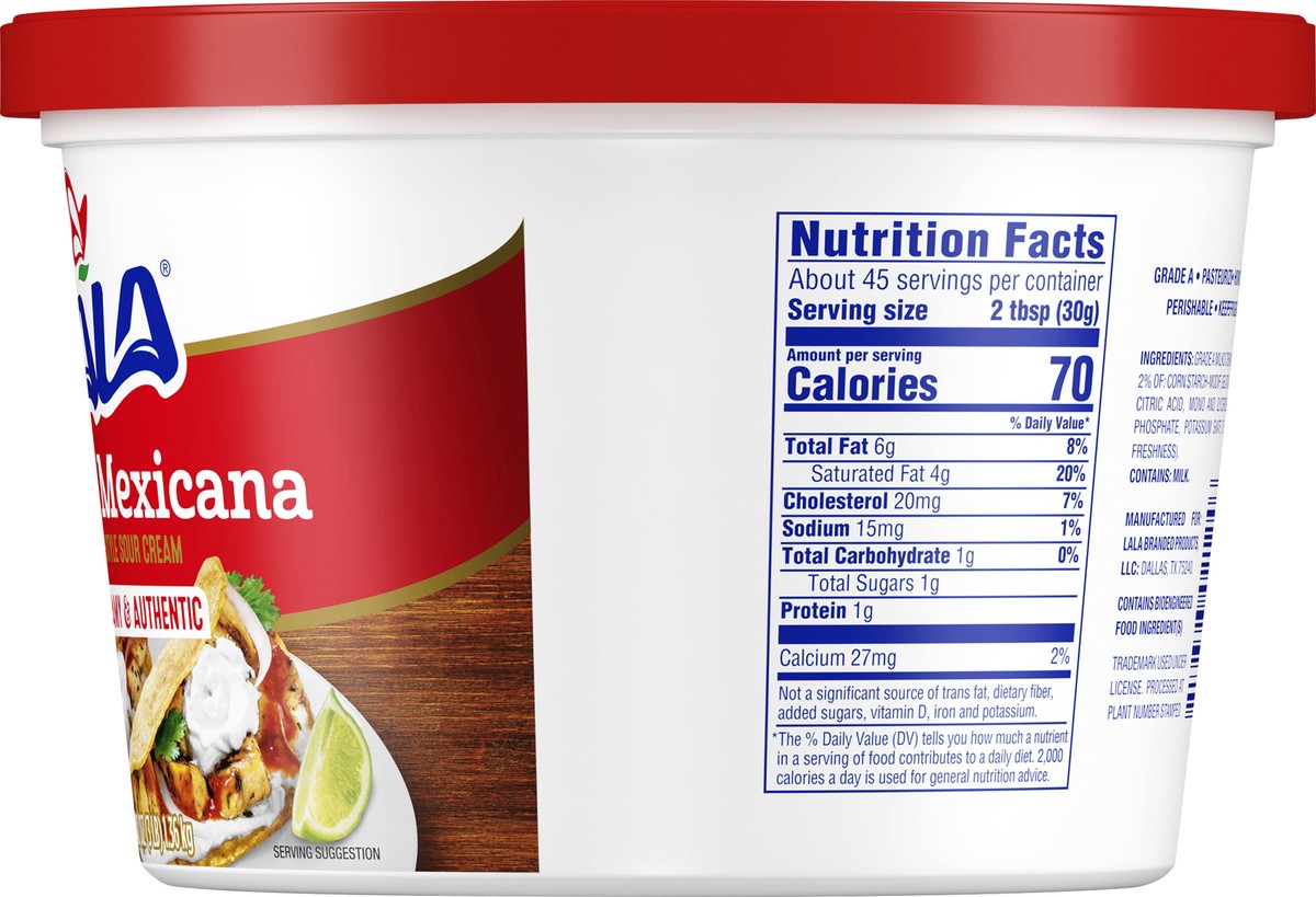 slide 6 of 11, LALA Mexican Sour Cream, 48 oz