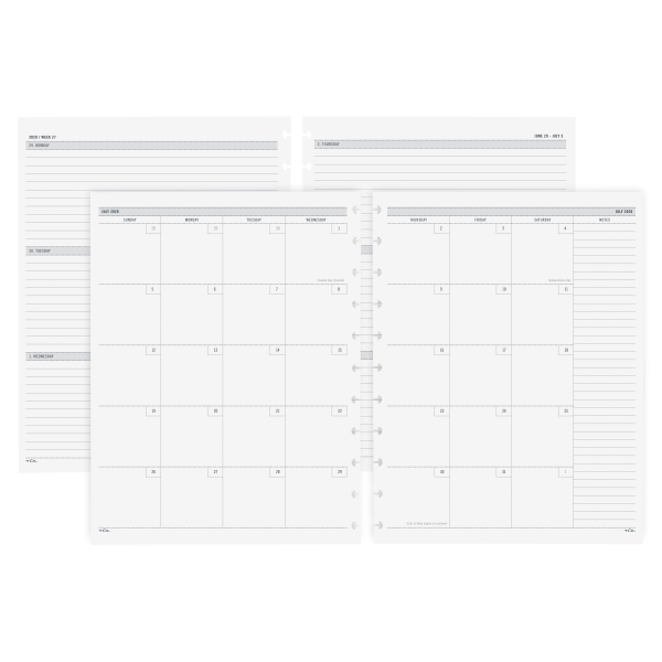 TUL Discbound Academic Weekly Monthly Planner Refill Pages Letter Size