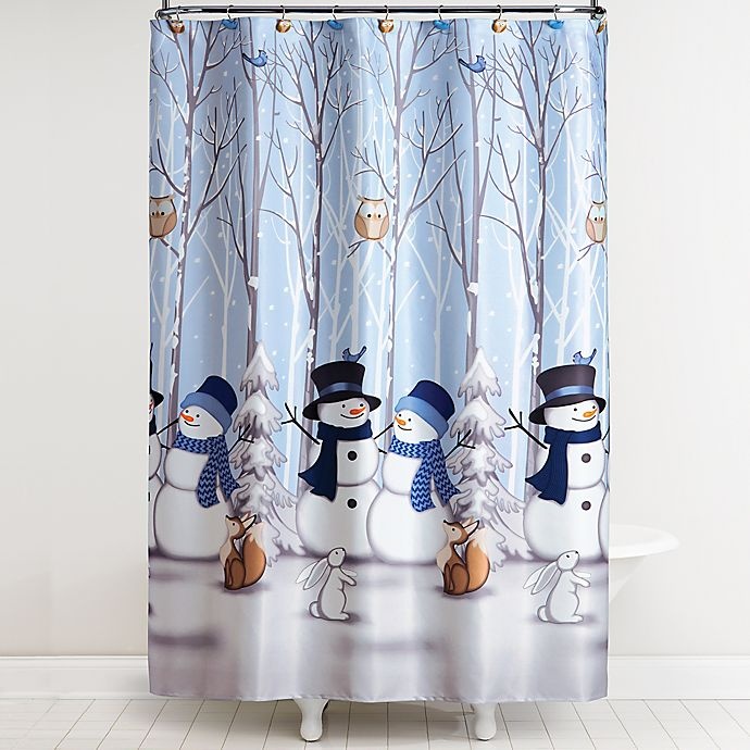 slide 1 of 1, Winter Wonderland Saturday Knight Winter Friends Shower Curtain with Hooks, 1 ct