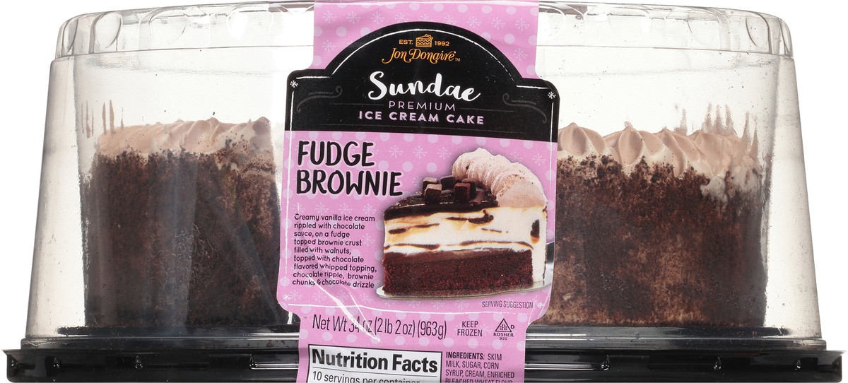 slide 4 of 7, Jon Donaire Sundae Fudge Brownie Premium Ice Cream Cake 34 oz. Clamshell, 34 oz