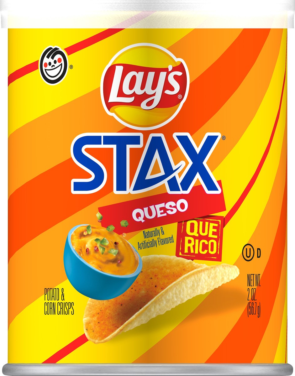 slide 1 of 10, Lay's Stax Queso Potato & Corn Crisps 2 oz, 2 oz