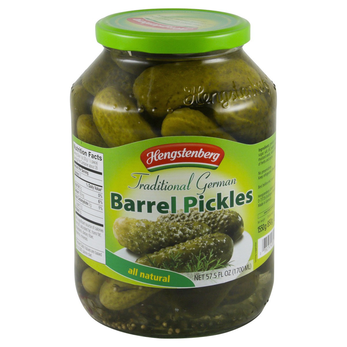 slide 1 of 13, Hengstenberg Traditional German Barrel Pickles, 57.5 oz