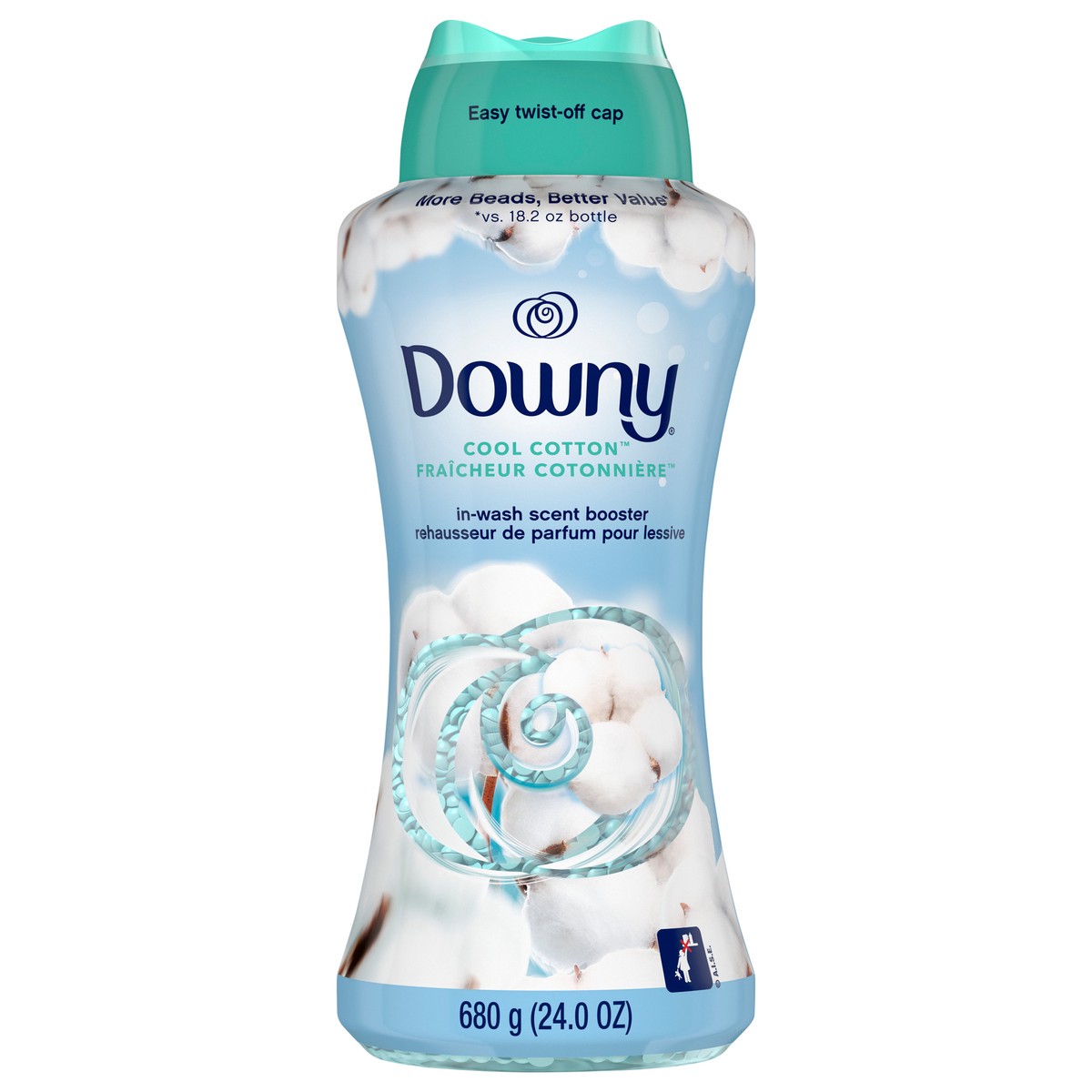 slide 8 of 8, Downy Cool Cotton In-Wash Laundry Scent Booster Beads, 24 oz, laundry scent beads, Long-lasting Freshness, 1.5 lb