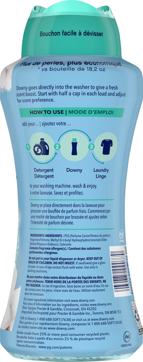 slide 4 of 8, Downy Cool Cotton In-Wash Laundry Scent Booster Beads, 24 oz, laundry scent beads, Long-lasting Freshness, 1.5 lb
