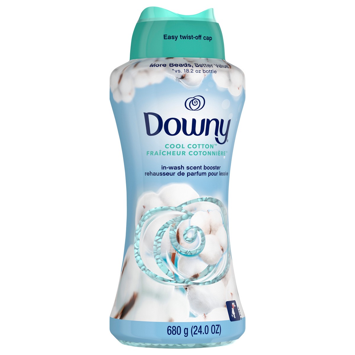 slide 2 of 8, Downy Cool Cotton In-Wash Laundry Scent Booster Beads, 24 oz, laundry scent beads, Long-lasting Freshness, 1.5 lb
