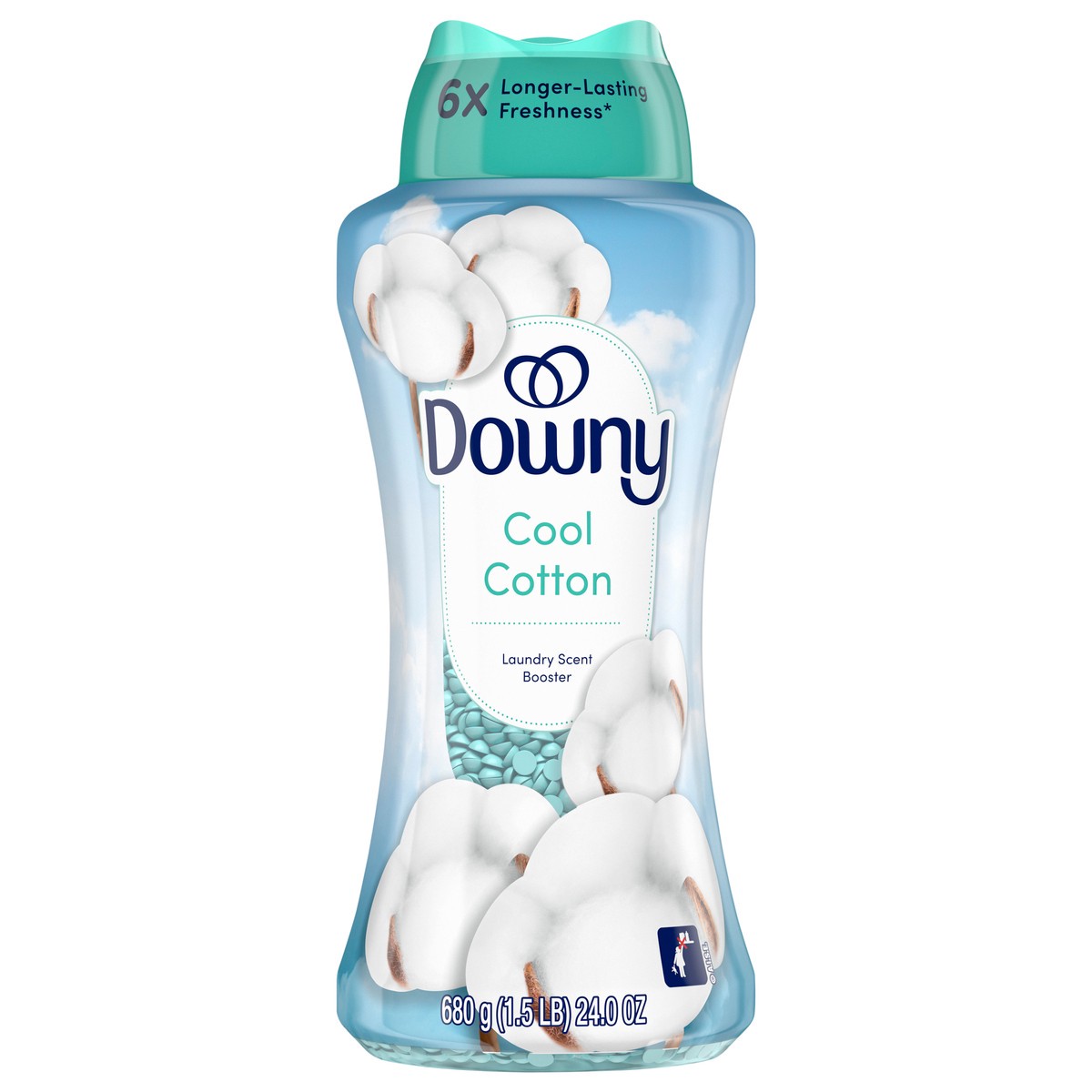 slide 1 of 8, Downy Cool Cotton In-Wash Laundry Scent Booster Beads, 24 oz, laundry scent beads, Long-lasting Freshness, 1.5 lb