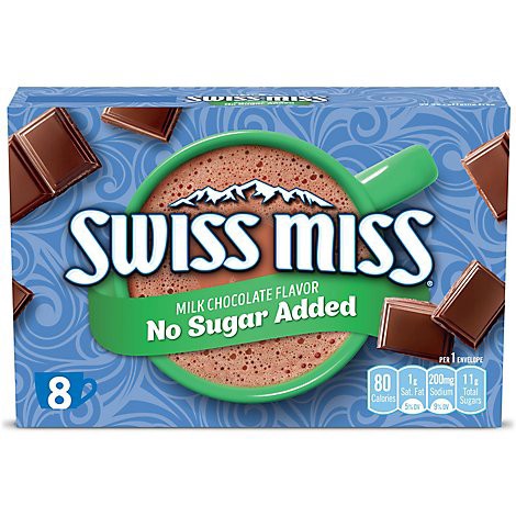 slide 1 of 1, Swiss Miss No Sugar Added Milk Chocolate Flavored Hot Cocoa Mix - 8-.73 Oz, 0.73 oz