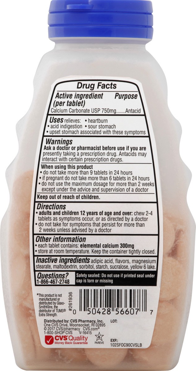 slide 9 of 11, CVS Health Cvs Extra Strength Antacid Tablets Sugar Free, Orange Creme, 90 Ct, 90 ct