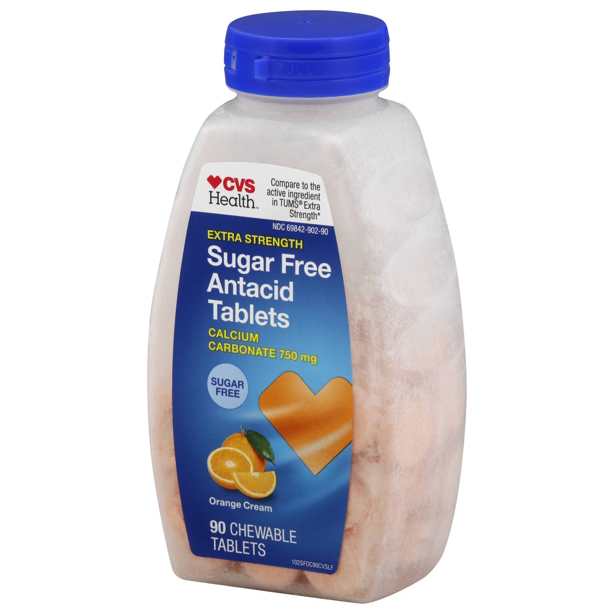 slide 8 of 11, CVS Health Cvs Extra Strength Antacid Tablets Sugar Free, Orange Creme, 90 Ct, 90 ct