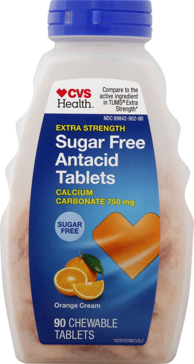 slide 1 of 11, CVS Health Cvs Extra Strength Antacid Tablets Sugar Free, Orange Creme, 90 Ct, 90 ct