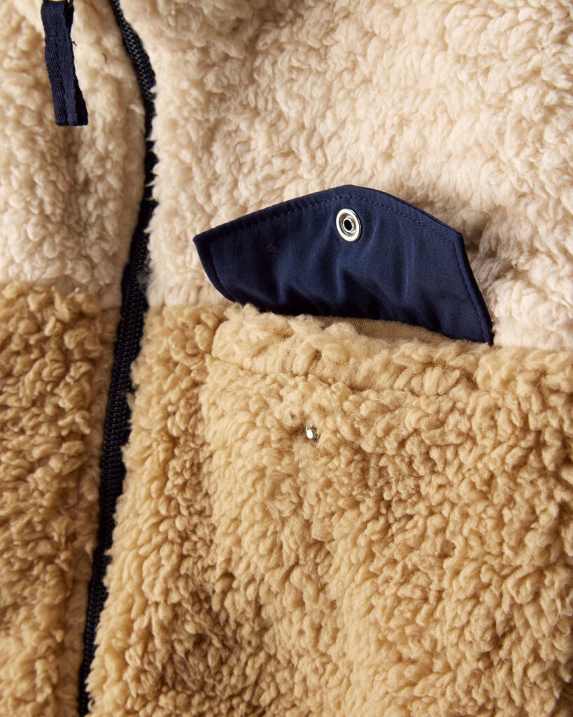 slide 2 of 3, Carter's Carters Boys Sherpa Long-Sleeve Zip-Up Jacket - Cream/Navy Cream/Navy 6, 1 ct