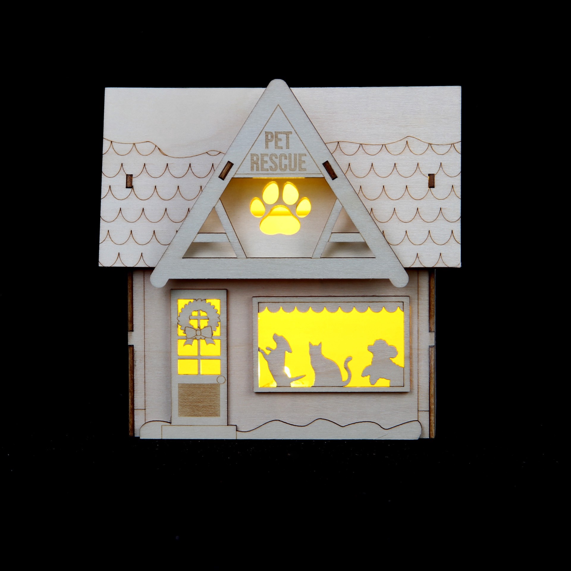 slide 4 of 5, 6" Unfinished Village Pet Rescue Diy Led Wood Decor By Make Market, 6 in