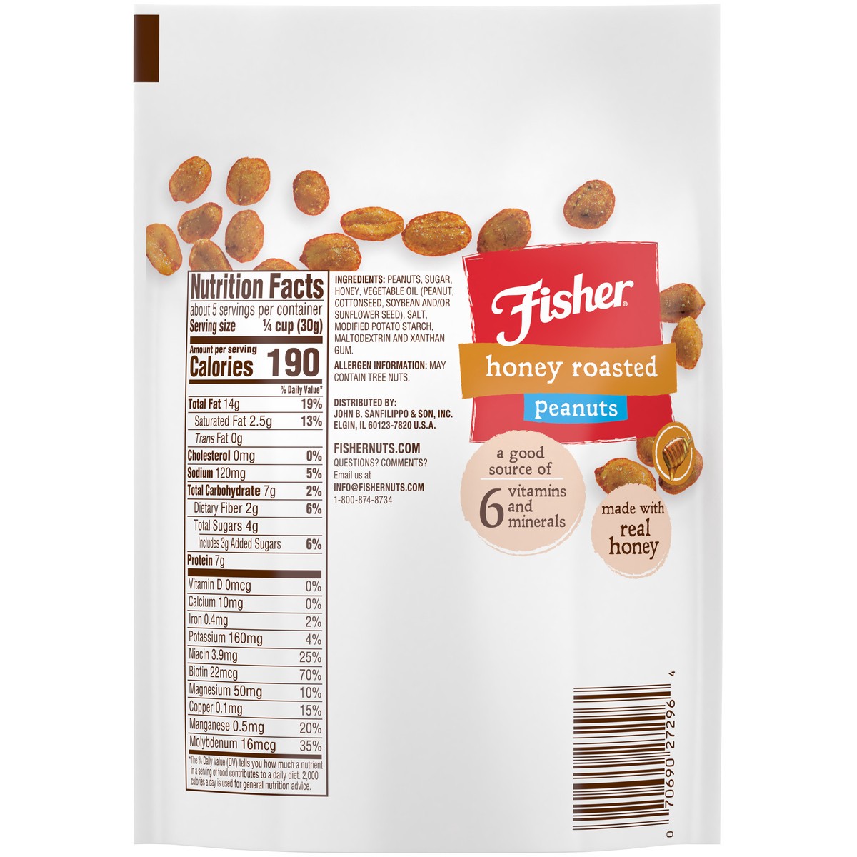 slide 5 of 9, Fisher Honey Roasted Peanuts 5.5 oz. Pouch, 5.5 oz