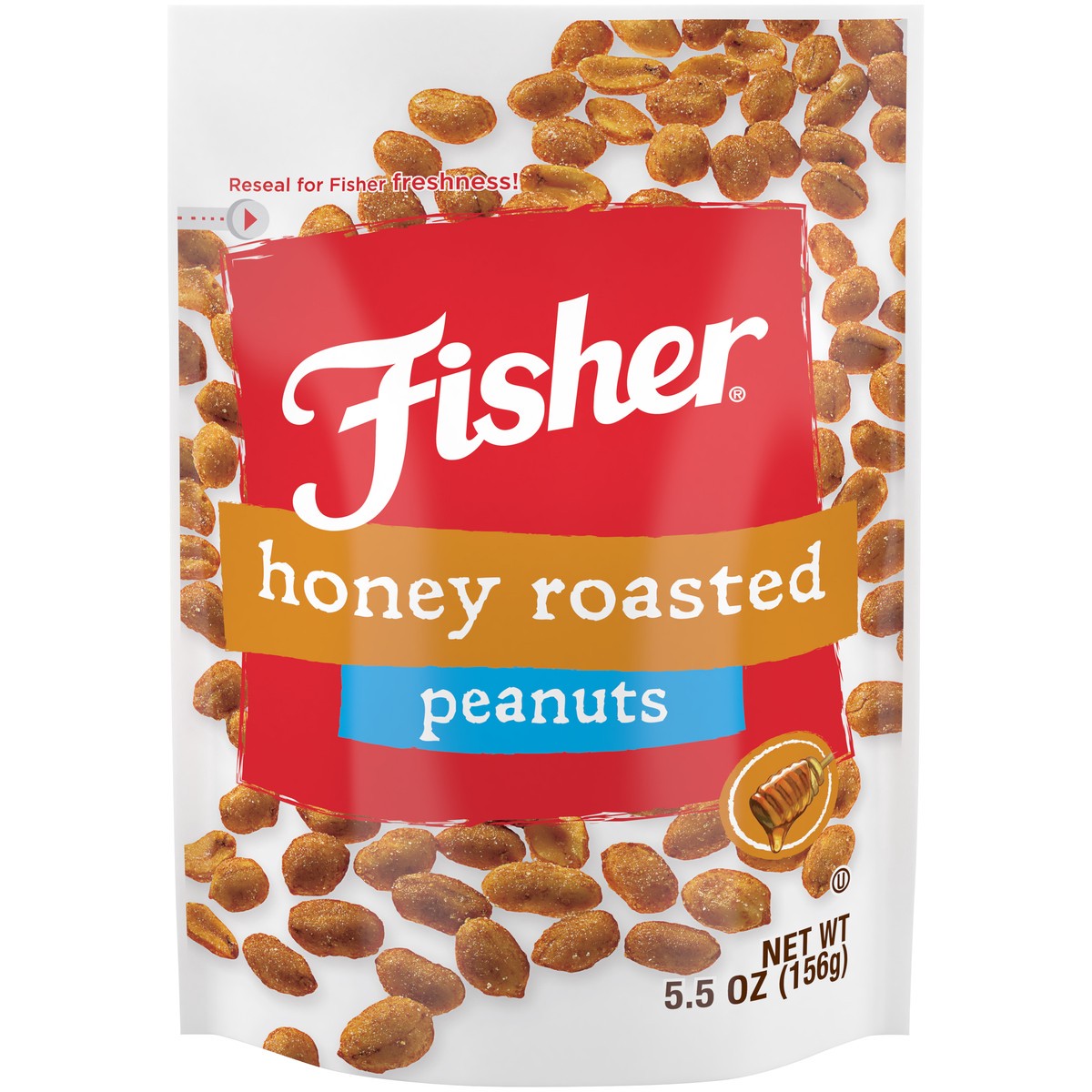 slide 1 of 9, Fisher Honey Roasted Peanuts 5.5 oz. Pouch, 5.5 oz