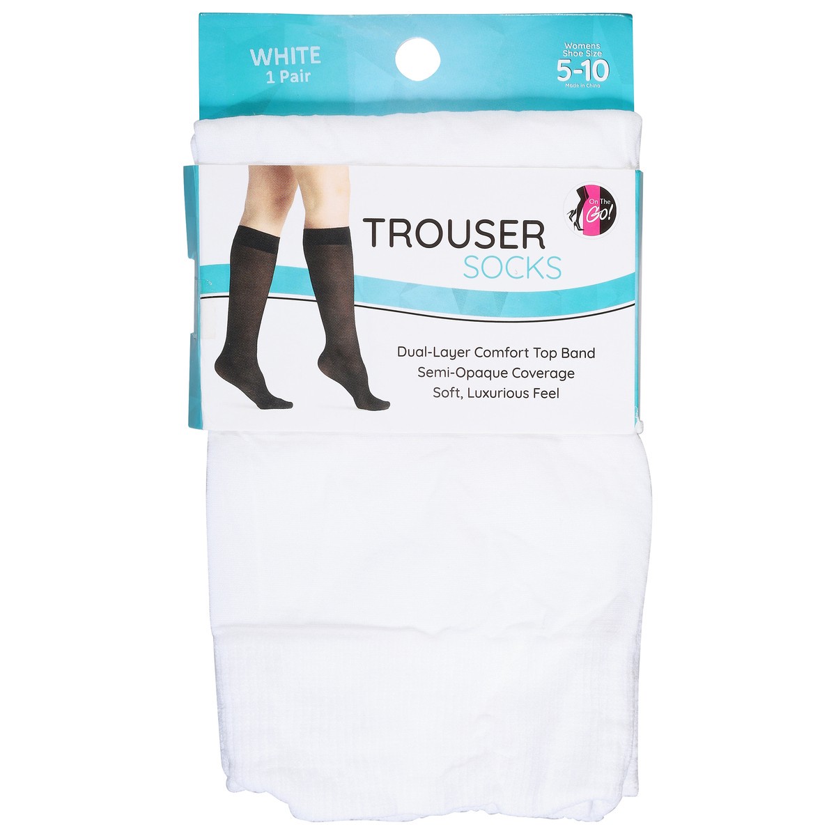 slide 2 of 4, Trouser Sock Opaque White 1 Count, 1 ct