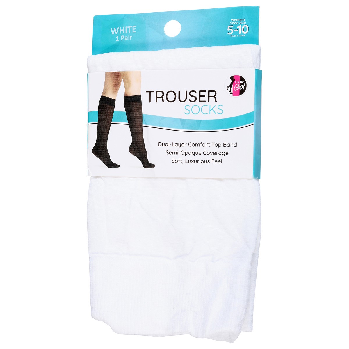 slide 4 of 4, Trouser Sock Opaque White 1 Count, 1 ct
