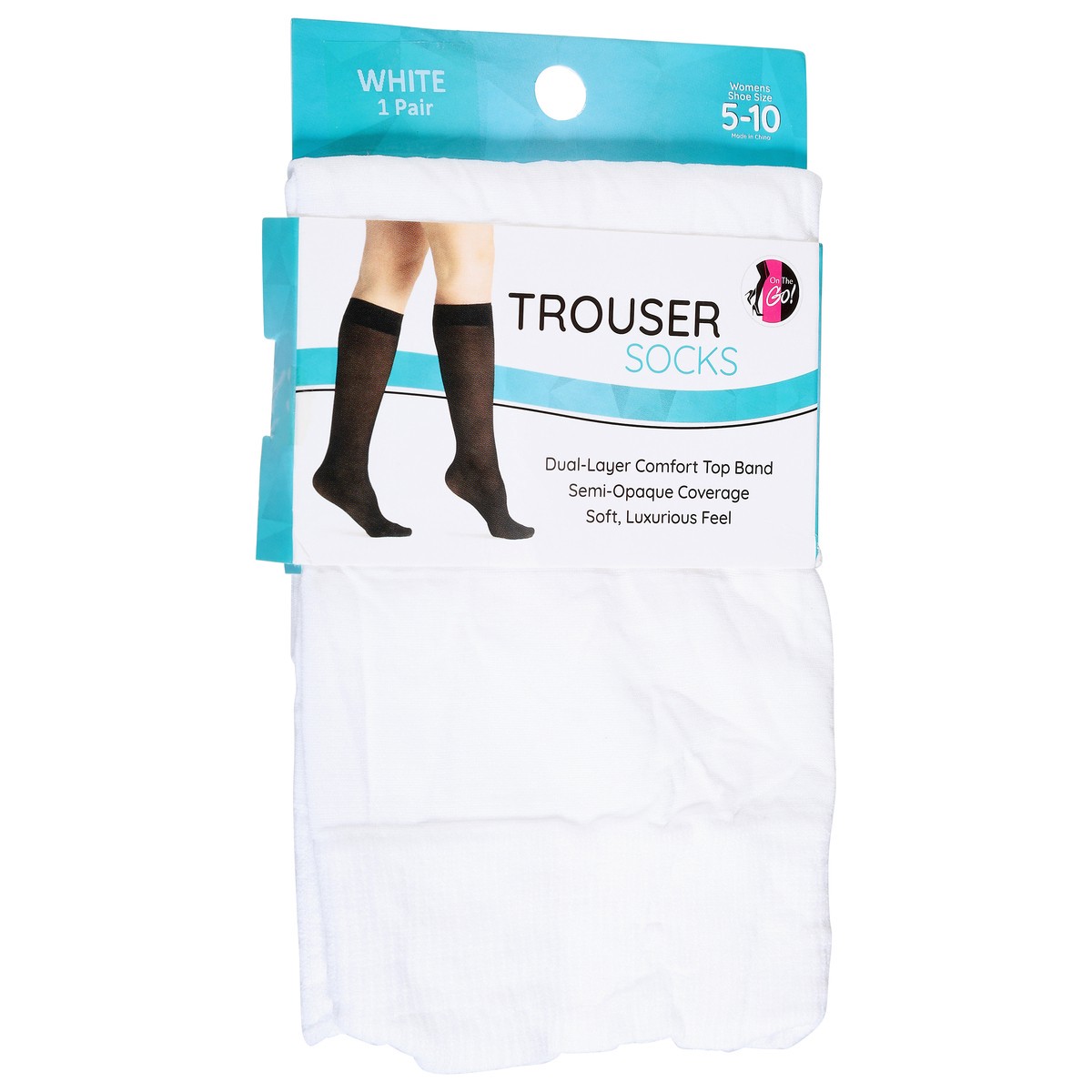 slide 3 of 4, Trouser Sock Opaque White 1 Count, 1 ct