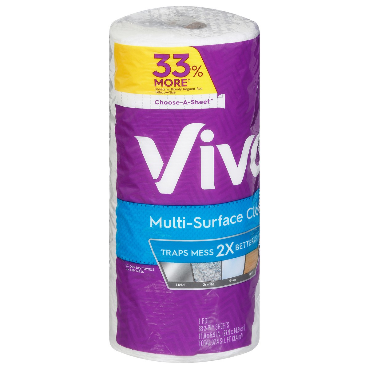 slide 3 of 9, Viva 2-Ply Choose-A-Sheet Multi-Surface Cloth 1 ea, 1 ct