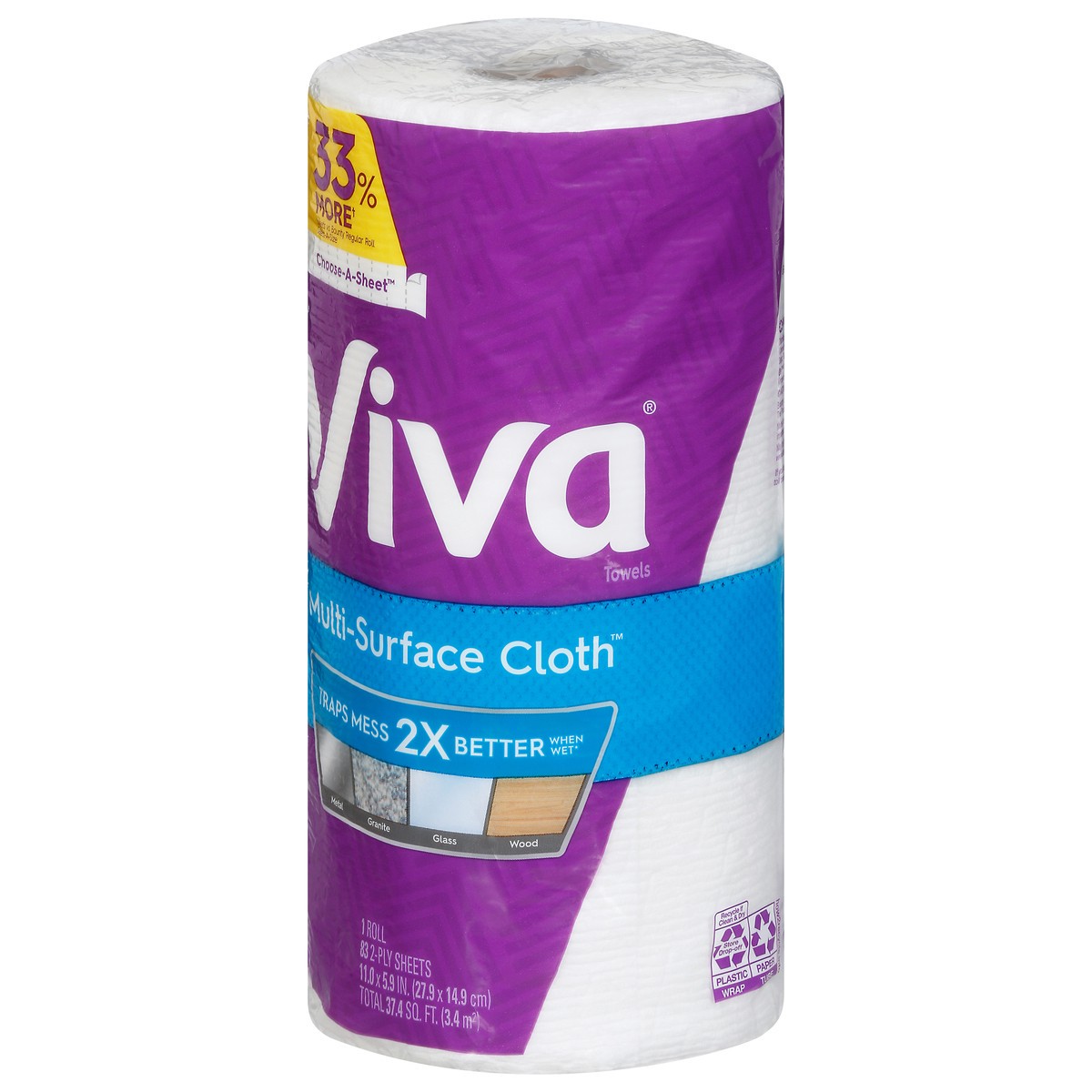 slide 7 of 9, Viva 2-Ply Choose-A-Sheet Multi-Surface Cloth 1 ea, 1 ct