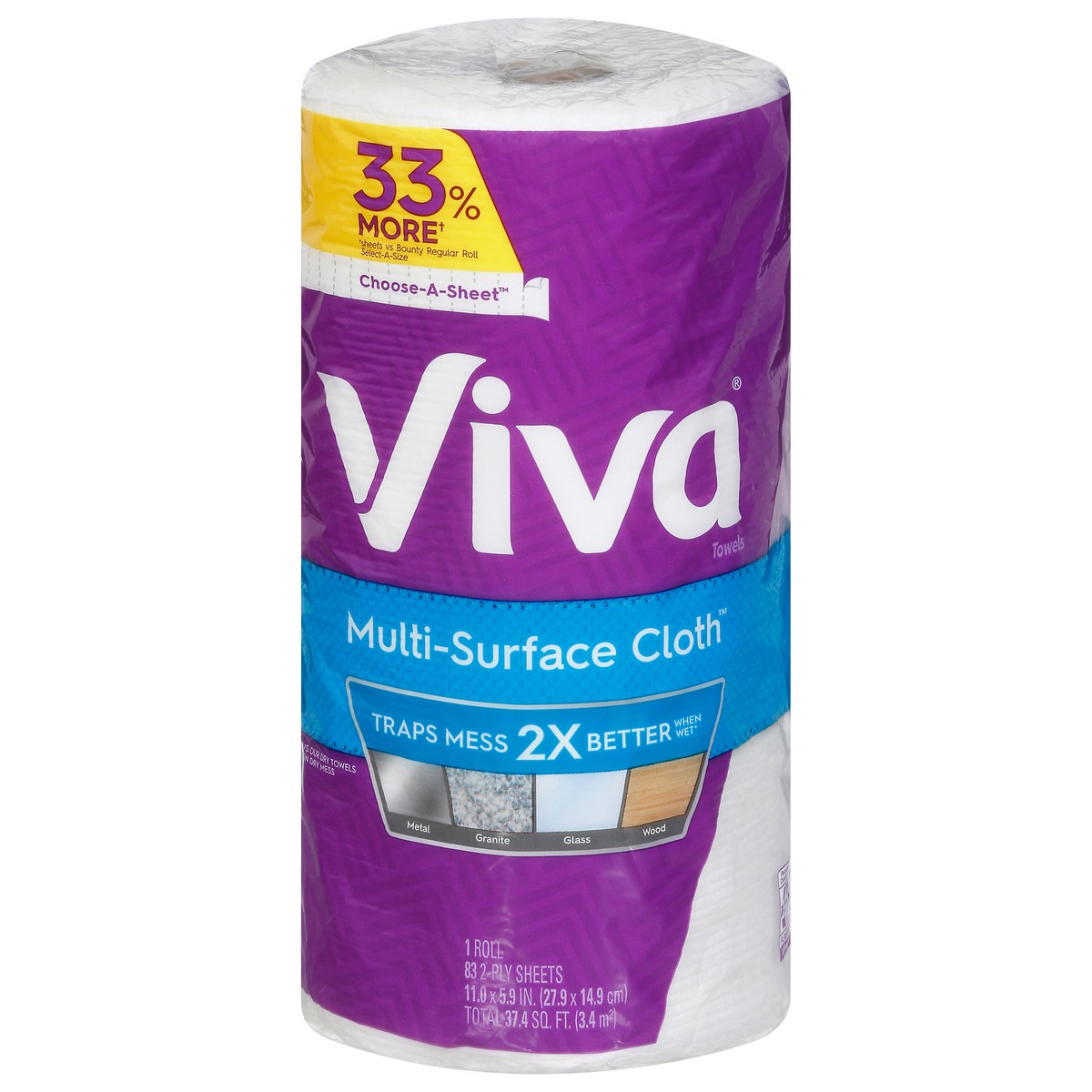 slide 4 of 9, Viva 2-Ply Choose-A-Sheet Multi-Surface Cloth 1 ea, 1 ct