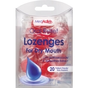 slide 1 of 1, MedActive Oral Relief Lozenges for Dry Mouth Ruby Raspberry, 20CT, 20 ct