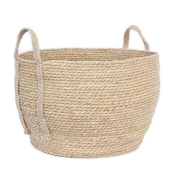 slide 1 of 1, Taylor Madison Designs Large Round Rush Basket with Braided Jute Handles, 1 ct