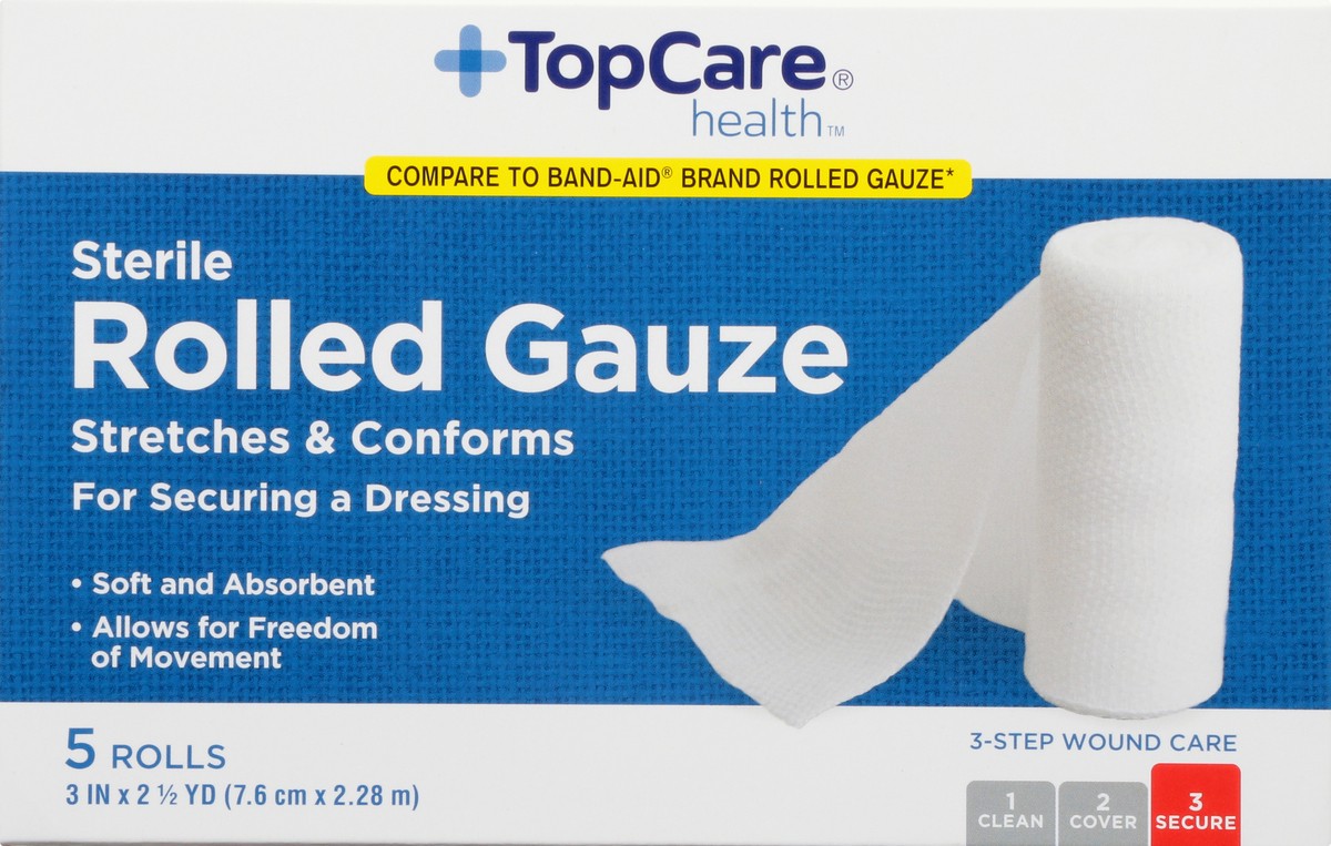 slide 7 of 11, Topcare Health Sterile Rolled Gauze 5 5 ea Box, 5 ct