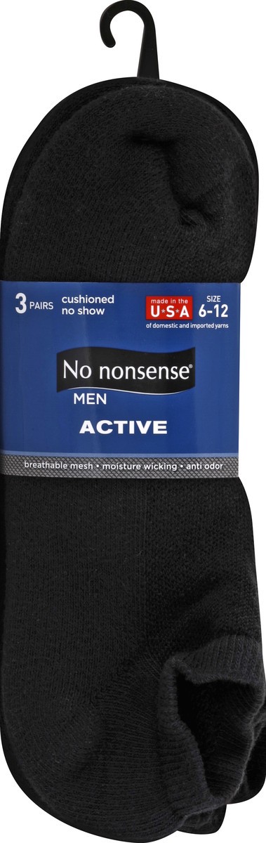 slide 2 of 3, No Nonsense Mens Black Cushion Sock, 3 ct