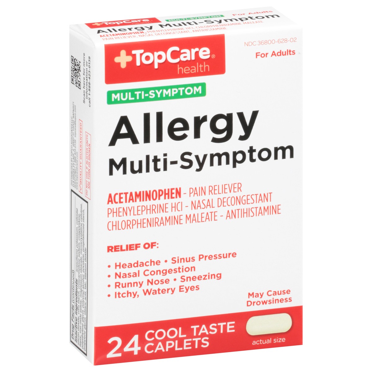 slide 7 of 9, TopCare Health Multi-Symptom Allergy Cool Taste Caplets 24 ea, 24 ct