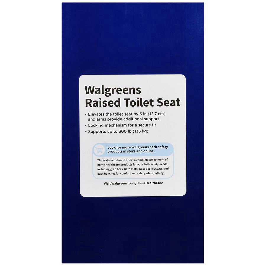 slide 3 of 5, Walgreens Raised Locking Toilet Seat with Arms, 1 ct