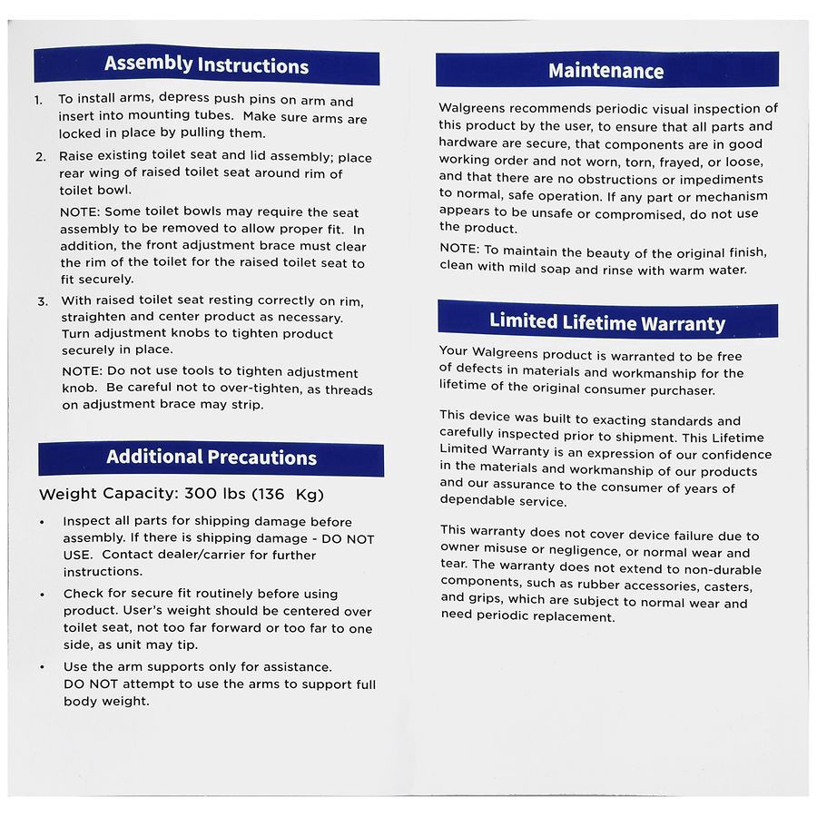 slide 4 of 5, Walgreens Raised Locking Toilet Seat with Arms, 1 ct